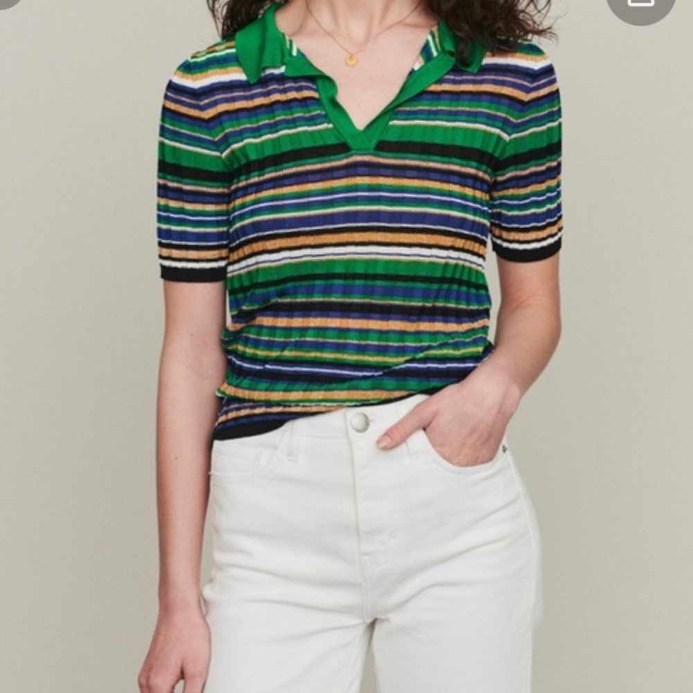 Maje striped knit polo ✨like new✨ made in Italy size 2